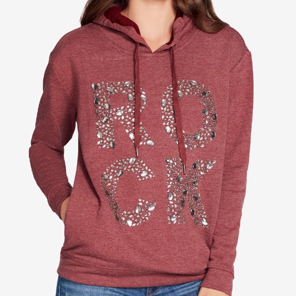 NWT William Rast Rhinestone Rock Graphic Hoodie